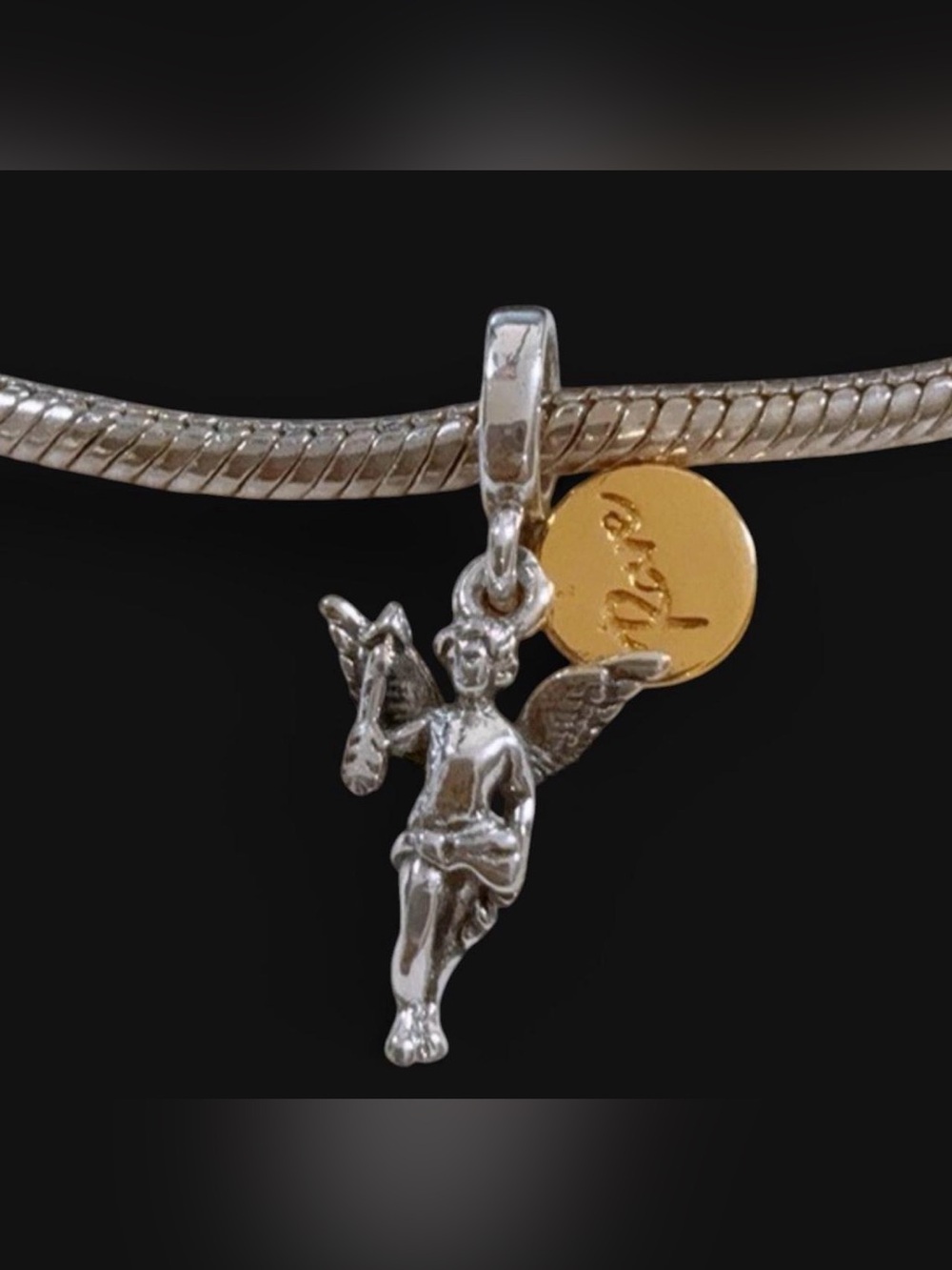 925 Sterling Silver Cupid Angel Charm Y2K Cherub